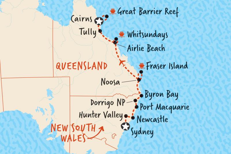 Explore Australia over 14 days from Sydney to Cairns on a small